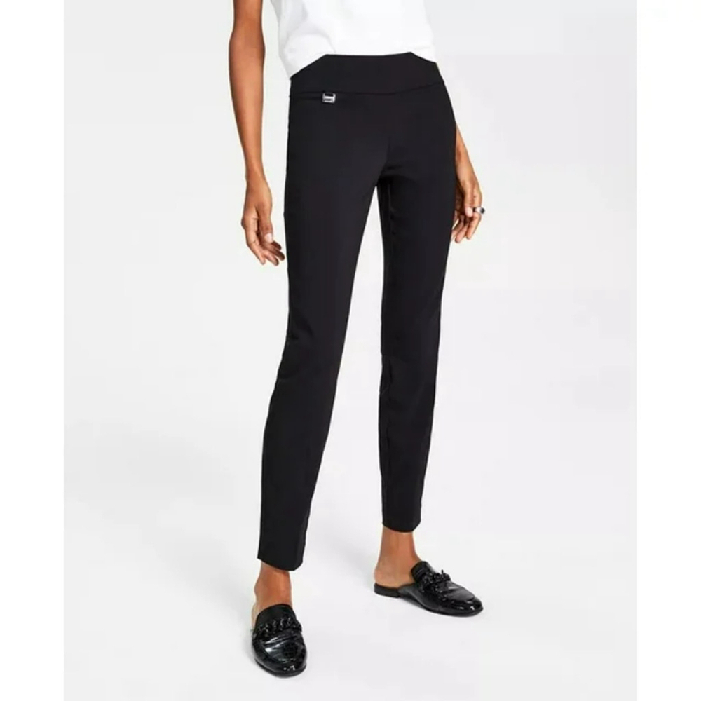 Alfani Women's Size 2 Petite Deep Black Tummy-Control Pull-On Skinny Pants NWT